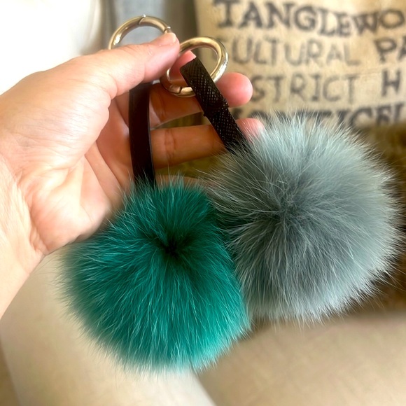 Set of 2 Genuine Fur Keychains/Bag Charms - Picture 1 of 3
